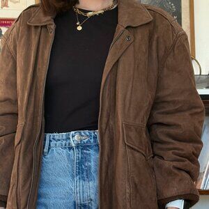 Leather bomber jacket